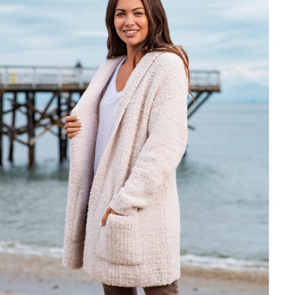 Barefoot Dreams Cozy Chic Boucle Hooded Cardigan